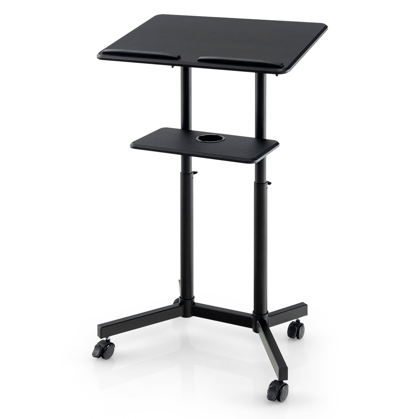 Mobile Lectern Podium, Height Adjustable Rolling Laptop Cart, Black Laptop Tables & Printer Stands at Gallery Canada