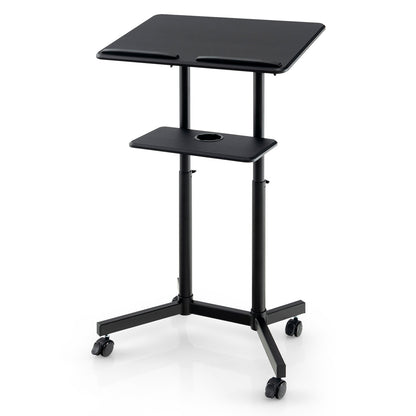 Mobile Lectern Podium, Height Adjustable Rolling Laptop Cart, Black Laptop Tables & Printer Stands at Gallery Canada