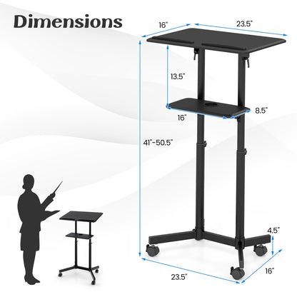 Mobile Lectern Podium, Height Adjustable Rolling Laptop Cart, Black Laptop Tables & Printer Stands at Gallery Canada