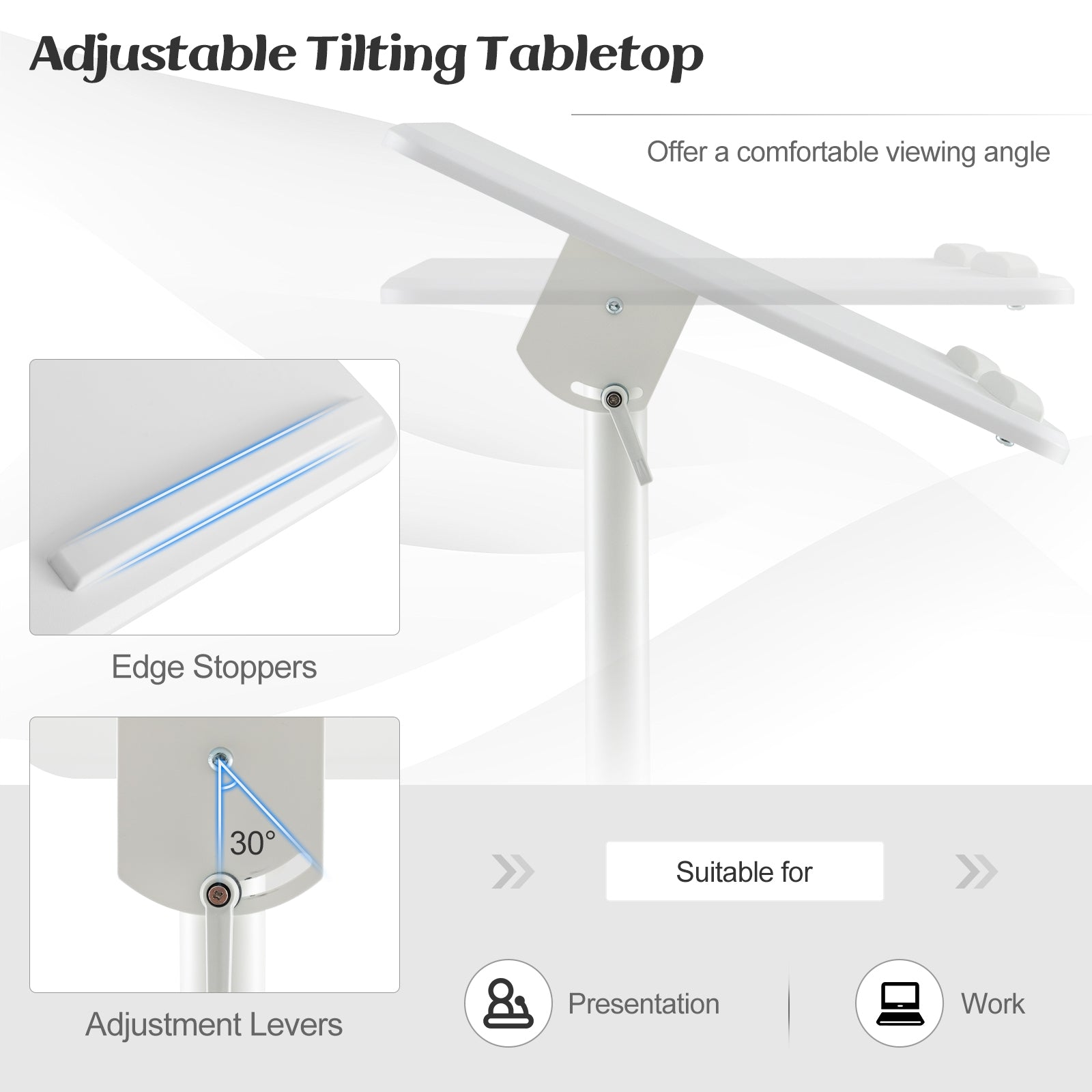 Mobile Lectern Podium, Height Adjustable Rolling Laptop Cart, White Laptop Tables & Printer Stands at Gallery Canada
