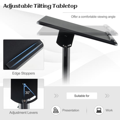Mobile Lectern Podium, Height Adjustable Rolling Laptop Cart, Black Laptop Tables & Printer Stands at Gallery Canada