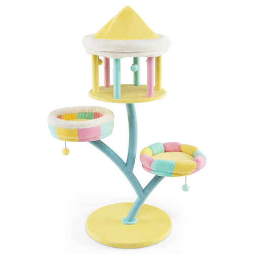 Multi-Layer Cat Tree, 2 Removable Perches, Scratching Posts