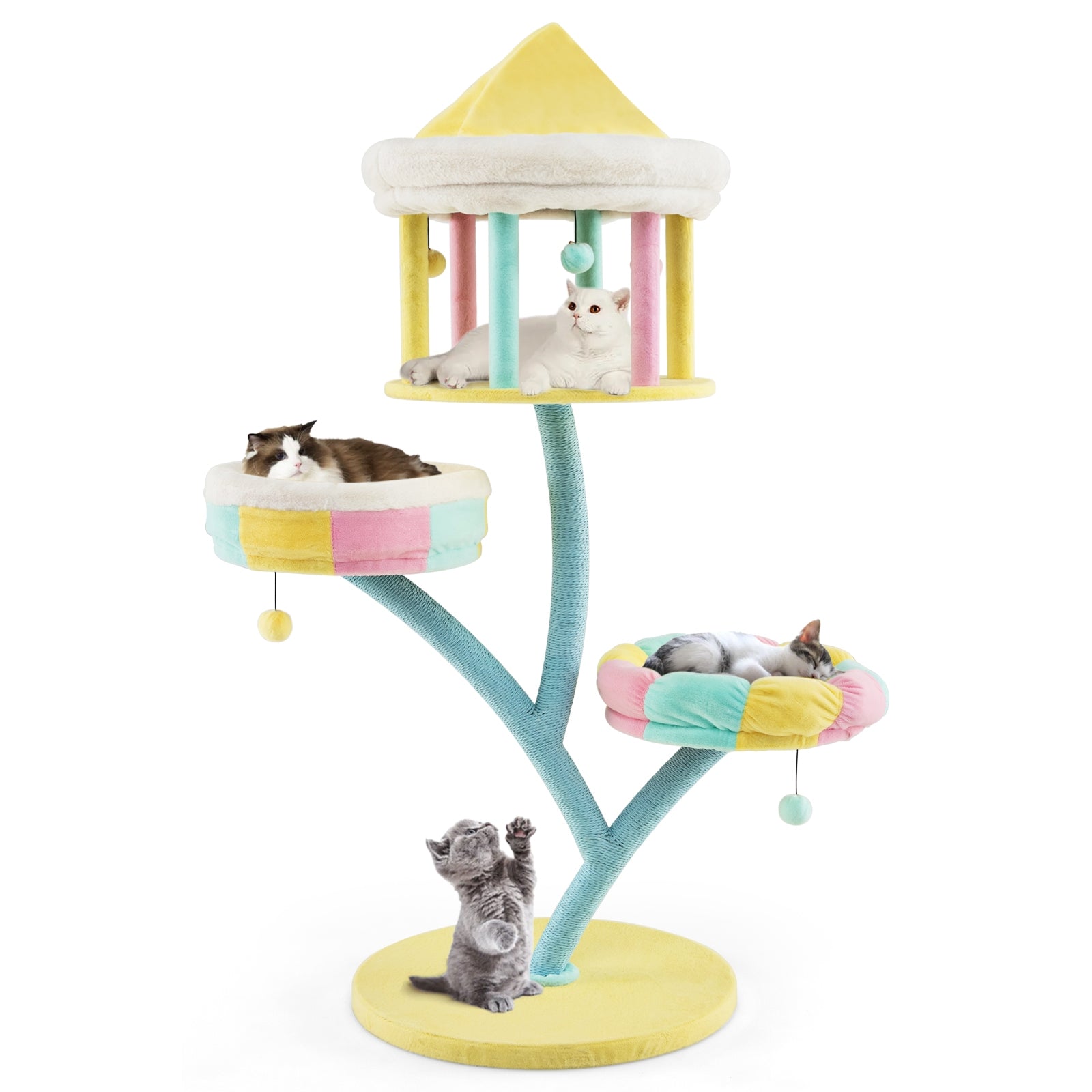 Multi-Layer Cat Tree, 2 Removable Perches, Scratching Posts Cat Trees Condos & Scratchers at Gallery Canada