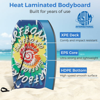 33/37/41 Inches Lightweight Body Board, EPS Core XPE Deck HDPE Bottom, 4-M, Multicolor Surfing at Gallery Canada