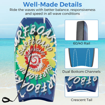 33/37/41 Inches Lightweight Body Board, EPS Core XPE Deck HDPE Bottom, 4-M, Multicolor Surfing at Gallery Canada