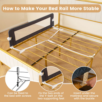 60-Inch Foldable Bed Rail, Swing Down Baby Guard, Adjustable Safety Strap, Grey Bed Rails at Gallery Canada