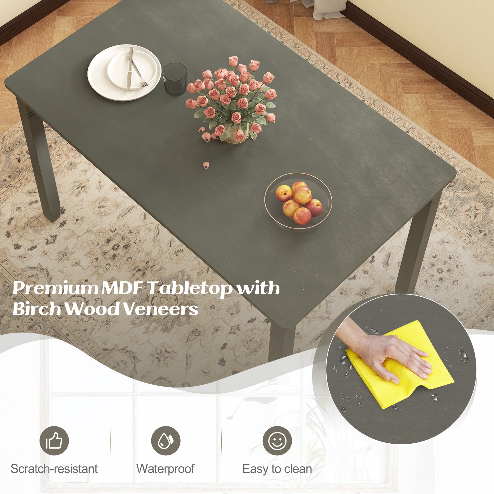 48-Inch Wooden Dining Table For 4, Rectangular Kitchen Table, Gray Dining Tables at Gallery Canada