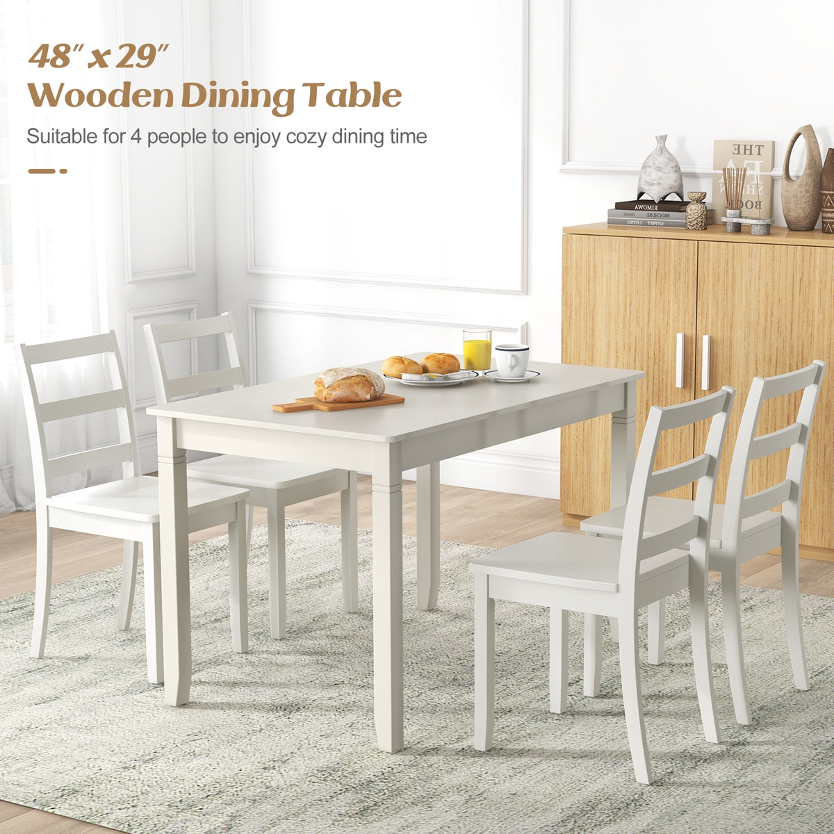48-Inch Wooden Dining Table For 4, Rectangular Kitchen Table, White Dining Tables at Gallery Canada