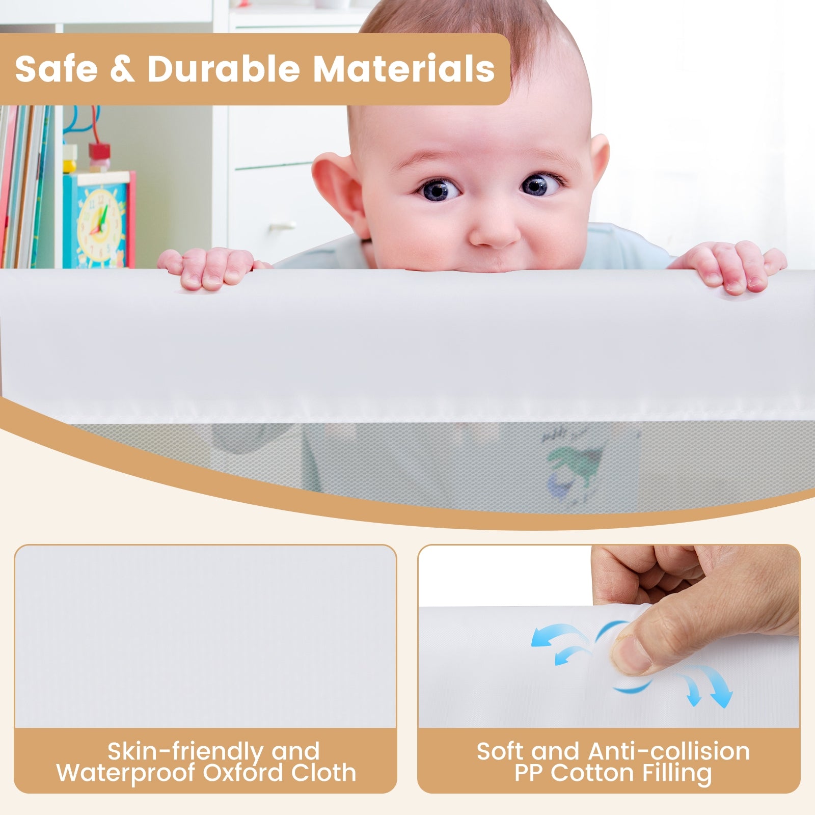 60-Inch Foldable Baby Bed Rail, Adjustable Safety Strap, White Bed Rails at Gallery Canada