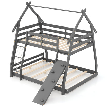 Twin Over Queen Bunk Bed, Wooden Kids Bed, Gray Toddler Beds Gray at Gallery Canada