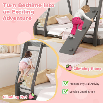 Twin Over Queen Bunk Bed, Wooden Kids Bed, Gray Toddler Beds at Gallery Canada