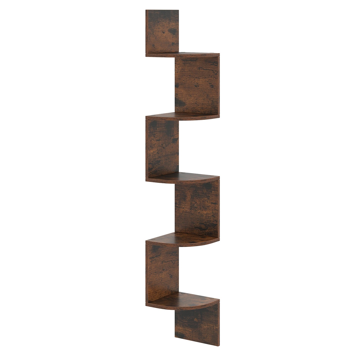 5-Tier Corner Shelf, Floating Bookshelf, Wall Mounted Storage, Rustic Brown Bookcases at Gallery Canada