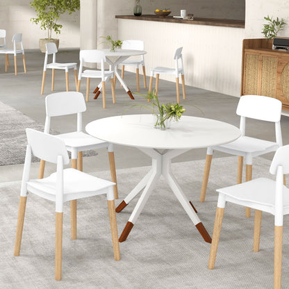 Modern Dining Side Chairs Set of 4, Ergonomic Backrest, White Dining Chairs at Gallery Canada
