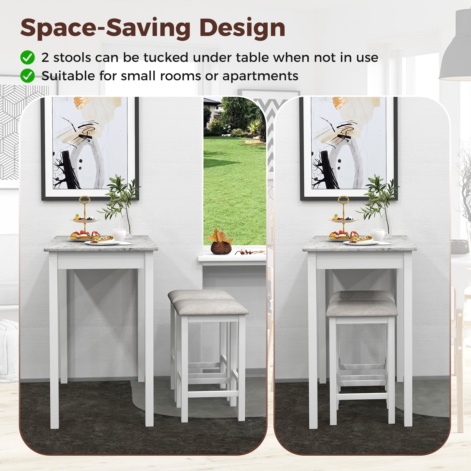 3-Piece Bar Table Set, Dining Table And 2 Bar Stools, White Dining Room Sets at Gallery Canada