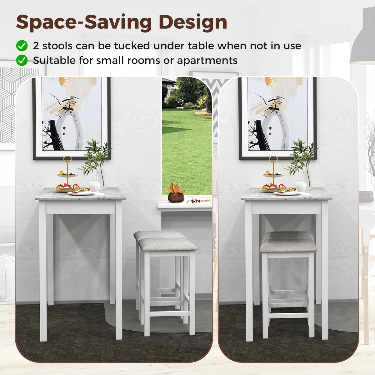 3-Piece Bar Table Set, Dining Table And 2 Bar Stools, White Dining Room Sets at Gallery Canada