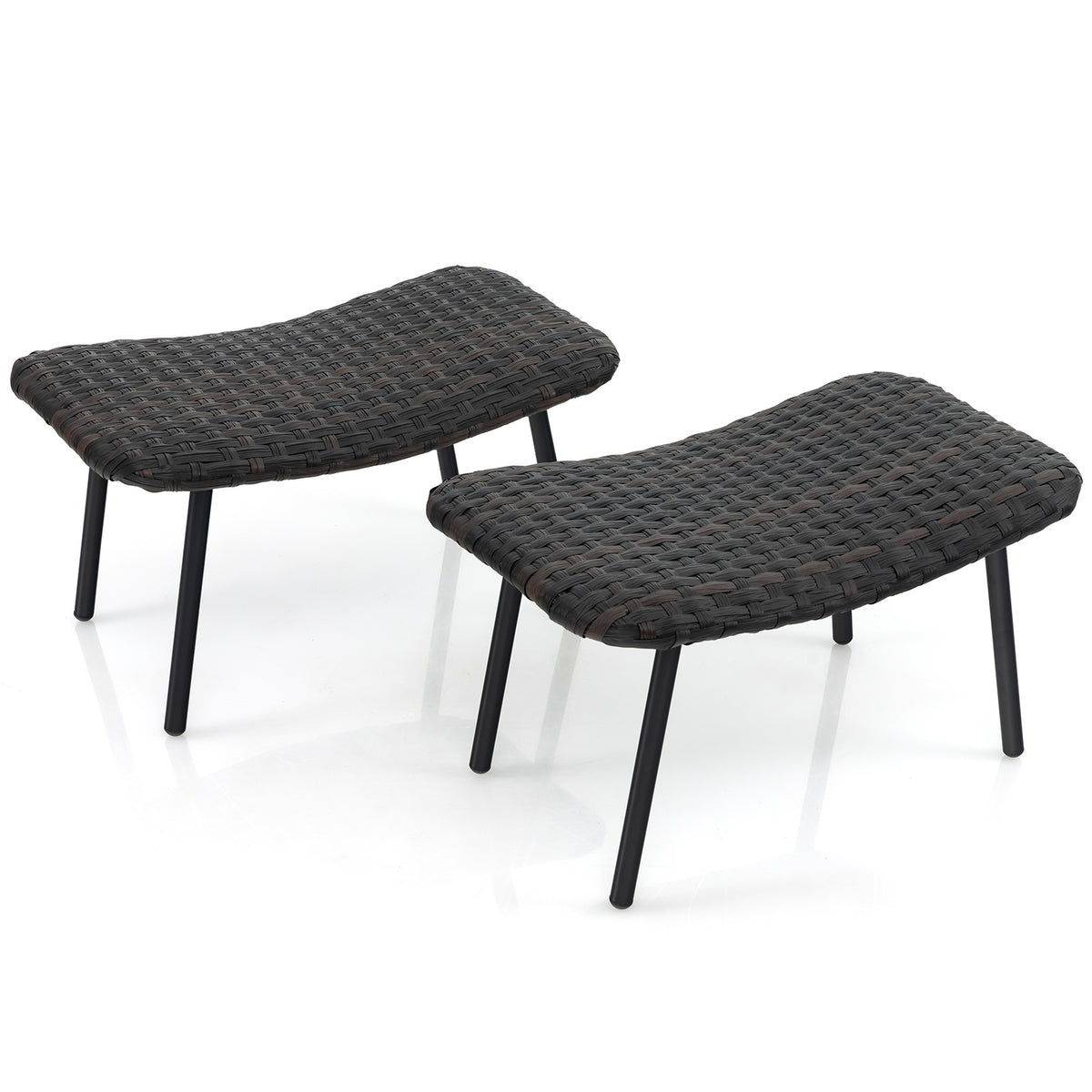 All Weather Outdoor Ottomans Set, With Sturdy Metal Legs, Brown Ottomans Brown at Gallery Canada
