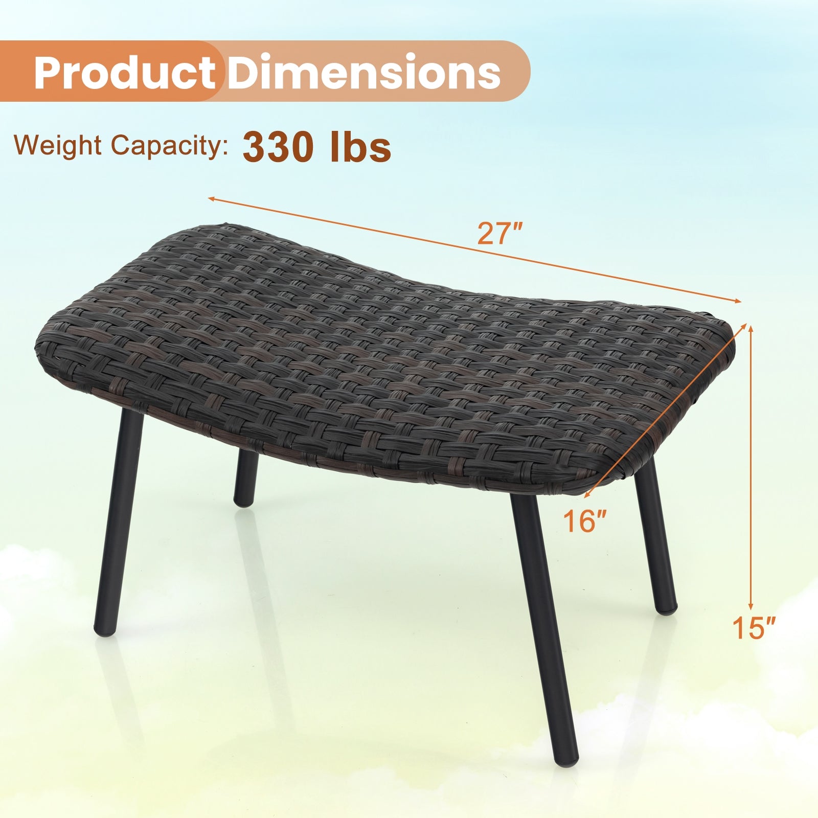 All Weather Outdoor Ottomans Set, With Sturdy Metal Legs, Brown Ottomans at Gallery Canada