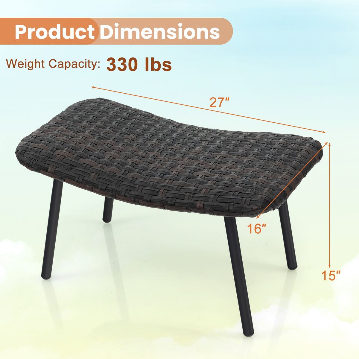 All Weather Outdoor Ottomans Set, With Sturdy Metal Legs, Brown Ottomans at Gallery Canada