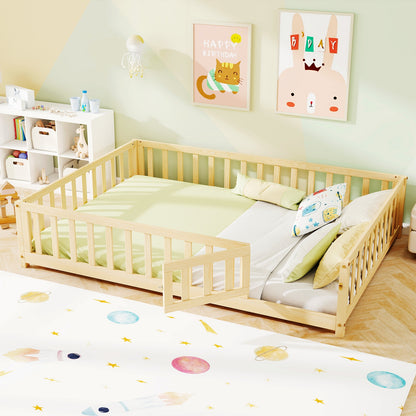 Montessori Bed Frame With Full Guardrails, Safety Door, Natural Toddler Beds at Gallery Canada