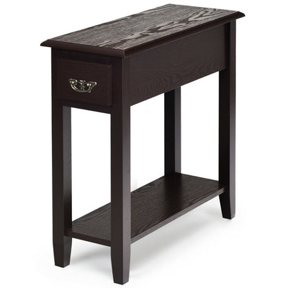 2 Tier End Bedside Sofa Side Table, Narrow Nightstand, Espresso End & Side Tables at Gallery Canada