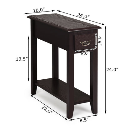 2 Tier End Bedside Sofa Side Table, Narrow Nightstand, Espresso End & Side Tables at Gallery Canada