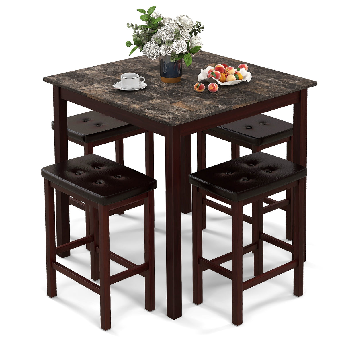 5-Piece Bar Table Set, Counter-Height Dining Table, 4 Bar Stools, Brown Dining Room Sets at Gallery Canada