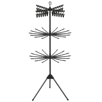 3-Tier Tripod Folding Clothes Drying Rack, 24 Clips, Black Drying Racks at Gallery Canada