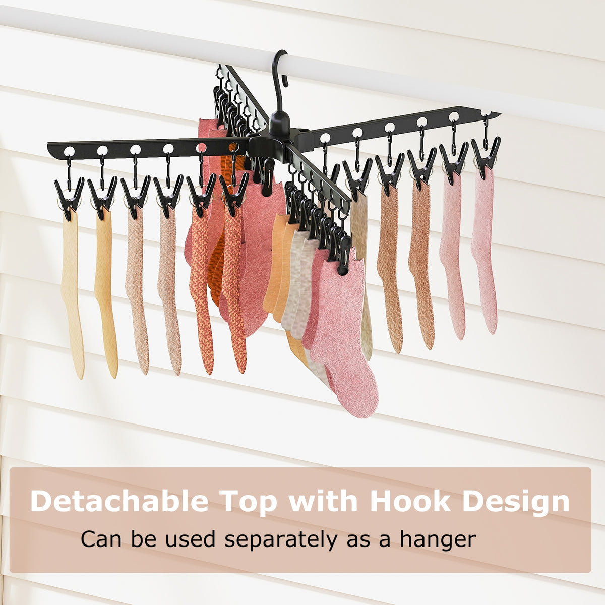 3-Tier Tripod Folding Clothes Drying Rack, 24 Clips, Black Drying Racks at Gallery Canada