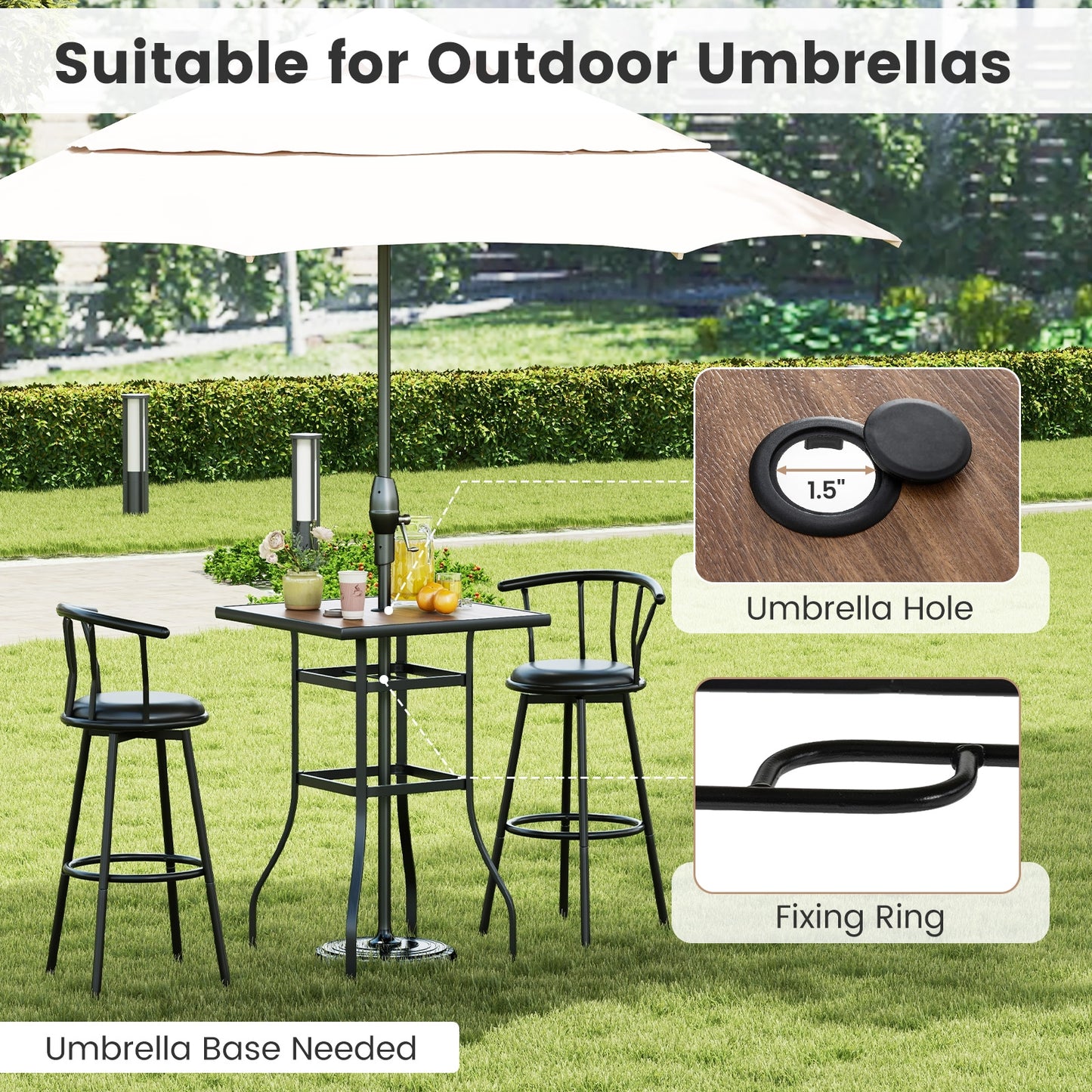 Patio Bar Table, 27.5 Inches, For Garden Backyard Poolside Patio Coffee Tables at Gallery Canada