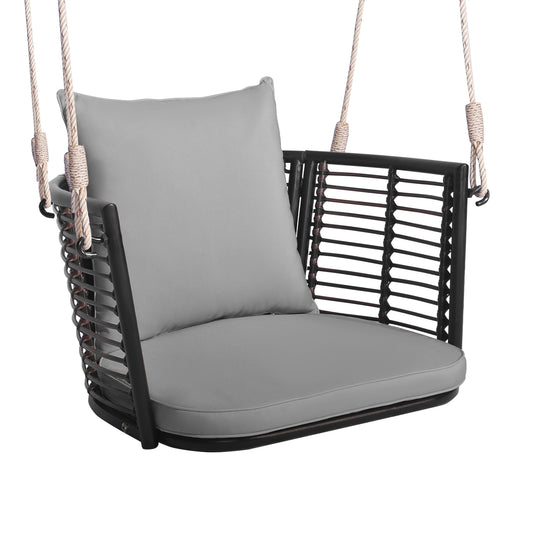 Single Person Hanging Seat, Woven Rattan Backrest, Gray Patio Rocking Chairs & Gliders Gray at Gallery Canada