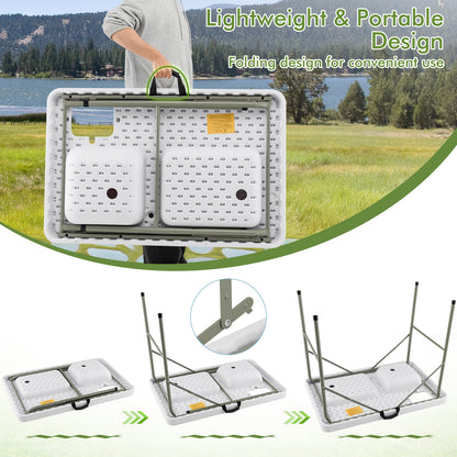 Fish Cleaning Table, 2 Sinks, 360° Rotatable Faucet, White Picnic Tables at Gallery Canada
