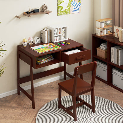 Kids Desk Chair Set With Storage Drawer Hutch, Brown Kids Table & Chair Sets at Gallery Canada