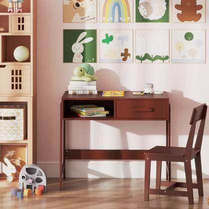 Kids Desk Chair Set With Storage Drawer Hutch, Brown Kids Table & Chair Sets at Gallery Canada
