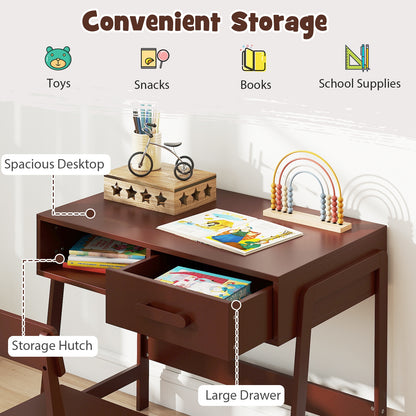 Kids Desk Chair Set With Storage Drawer Hutch, Brown Kids Table & Chair Sets at Gallery Canada