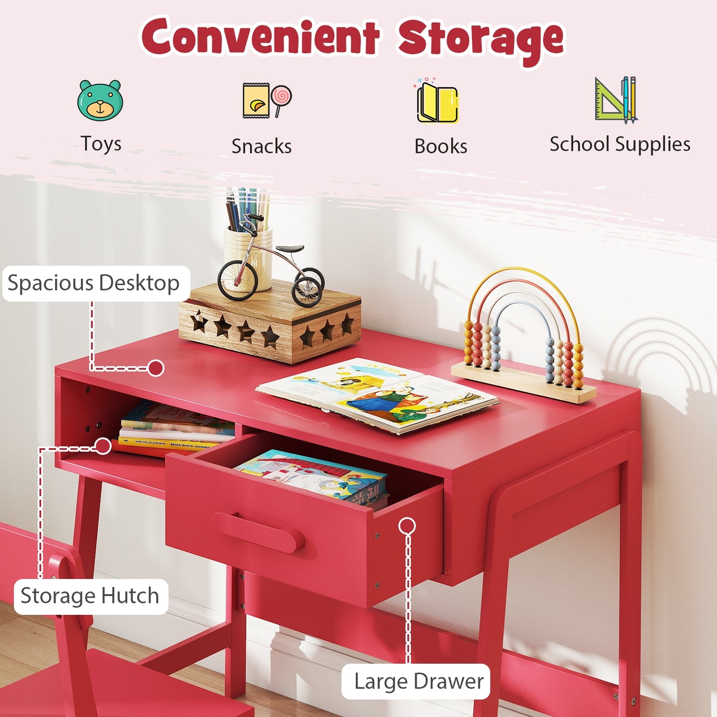 Kids Desk And Chair Set With Storage Drawer, Pink Kids Table & Chair Sets at Gallery Canada