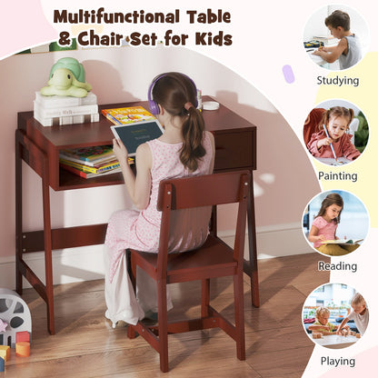 Kids Desk Chair Set With Storage Drawer Hutch, Brown Kids Table & Chair Sets at Gallery Canada