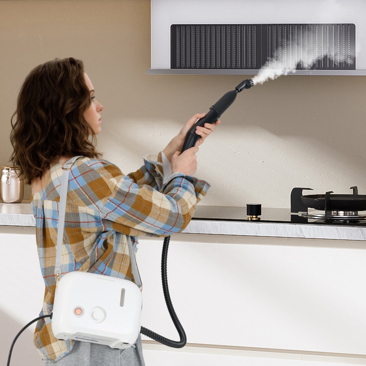 1500W Portable Steam Cleaner, 34 oz Water Tank, White Vacuums & Cleaners at Gallery Canada