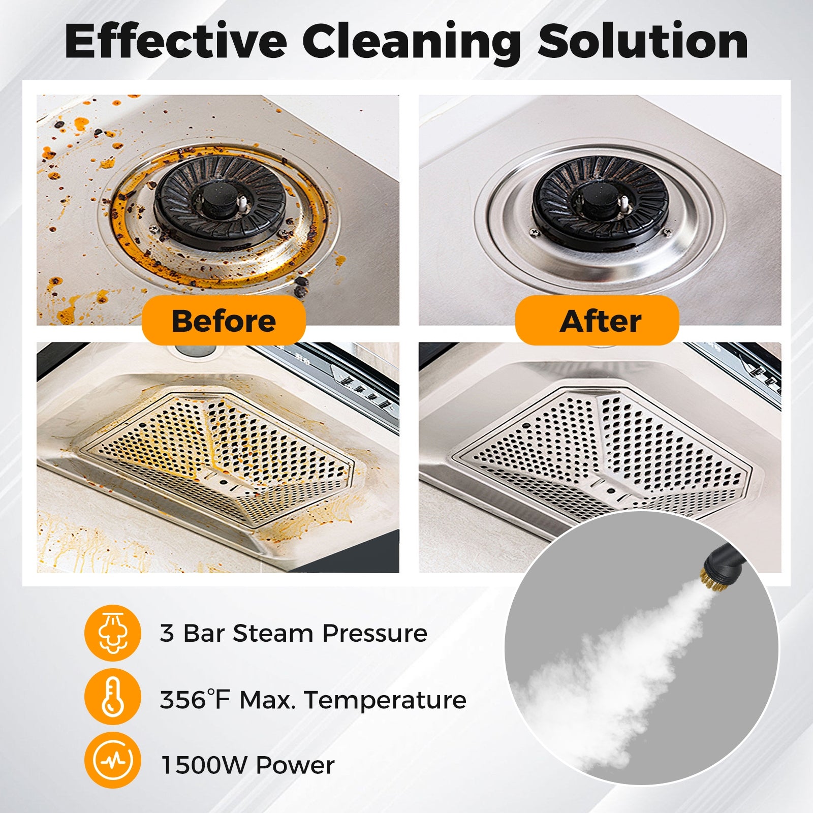 1500W Portable Steam Cleaner, 34 oz Water Tank, White Vacuums & Cleaners at Gallery Canada