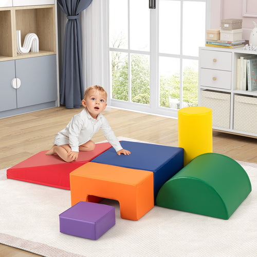 6 Pieces Foam Climbing Blocks, Indoor Activity Playset, Rectangles, Orange