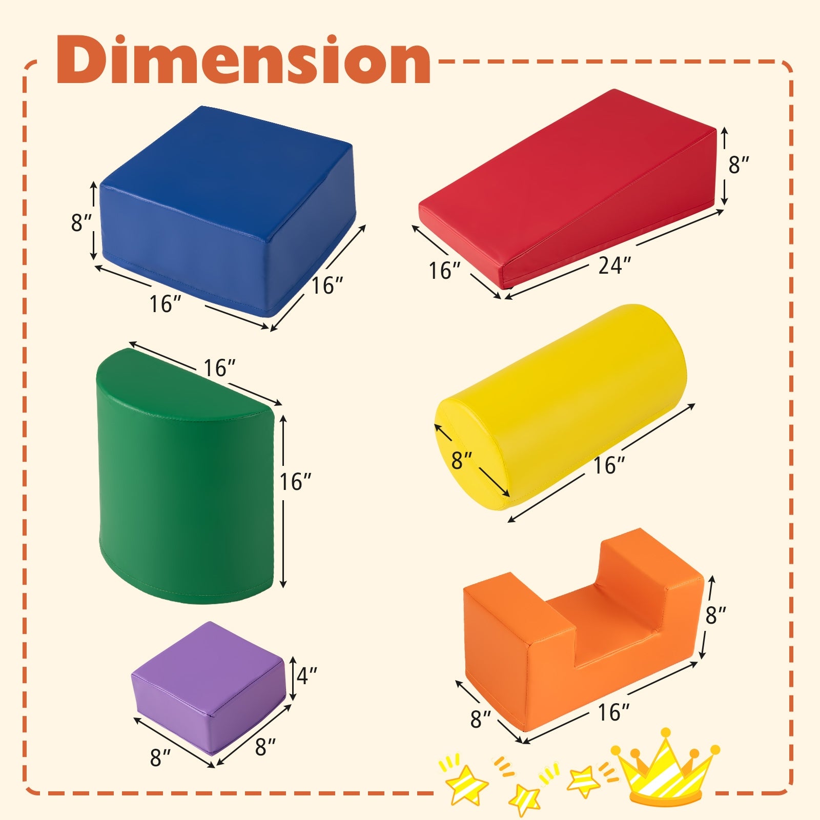 6 Pieces Foam Climbing Blocks, Indoor Activity Playset, Rectangles, Orange Climbers & Slides at Gallery Canada