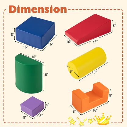 6 Pieces Foam Climbing Blocks, Indoor Activity Playset, Rectangles, Orange Climbers & Slides at Gallery Canada