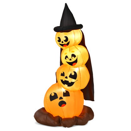 7 Feet Halloween Inflatable Pumpkin, Witch's Hat, LED Lights, Orange Halloween Orange at Gallery Canada