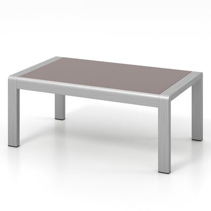 Outdoor Rectangle Coffee Table, Tempered Glass Tabletop, Gray Patio Coffee Tables at Gallery Canada