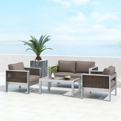 Outdoor Rectangle Coffee Table, Tempered Glass Tabletop, Gray Patio Coffee Tables at Gallery Canada