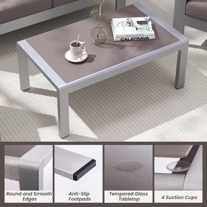 Outdoor Rectangle Coffee Table, Tempered Glass Tabletop, Gray Patio Coffee Tables at Gallery Canada