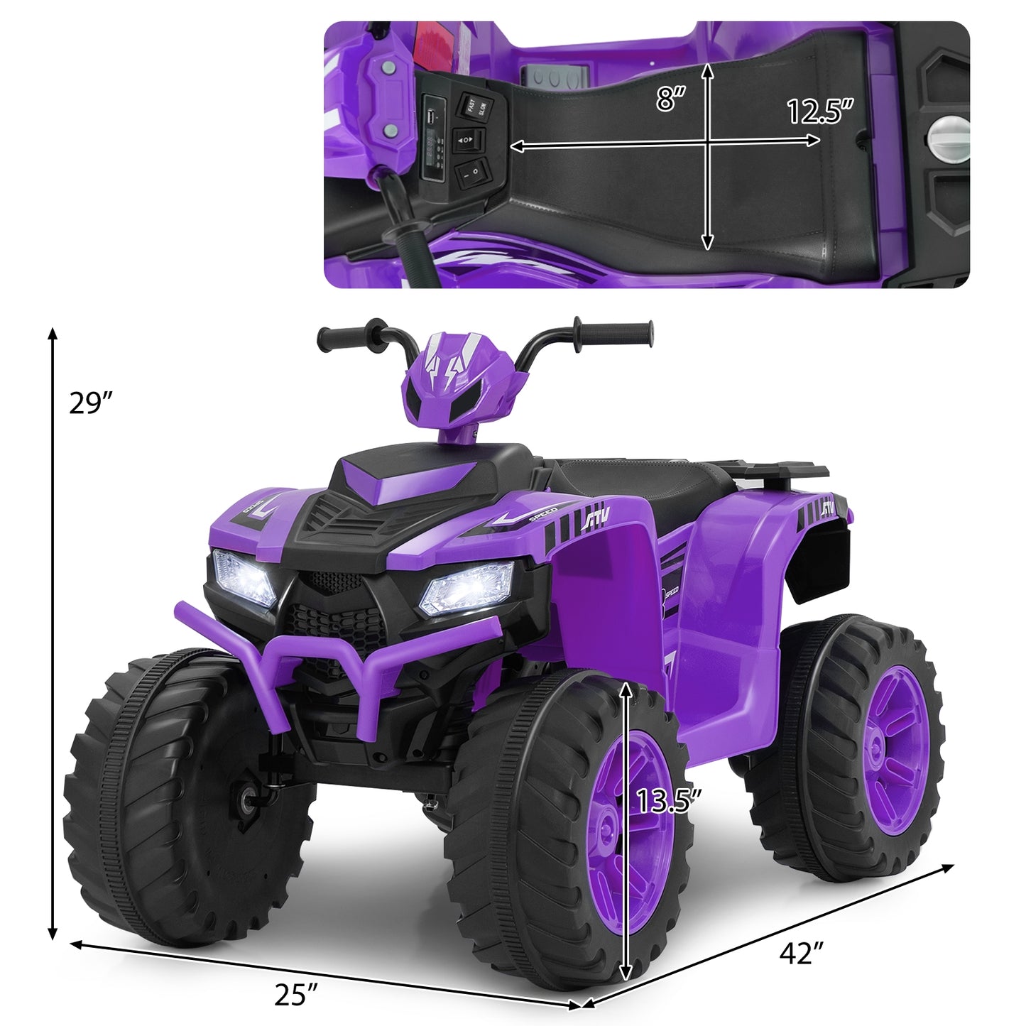 24V Kids Electric ATV, Wireless, For Toddlers 3-8 Years, Purple Powered Ride On Toys at Gallery Canada