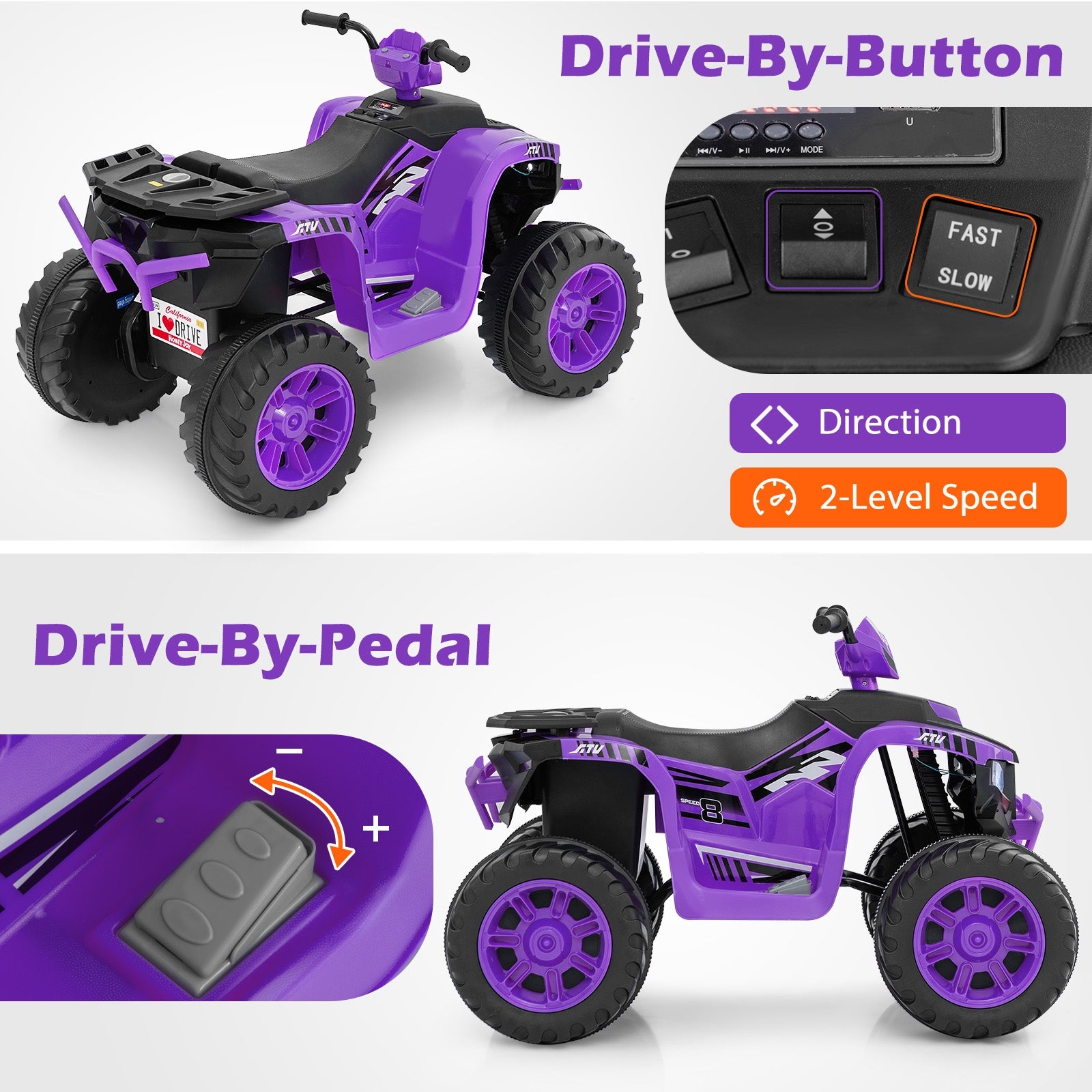 24V Kids Electric ATV, Wireless, For Toddlers 3-8 Years, Purple Powered Ride On Toys at Gallery Canada