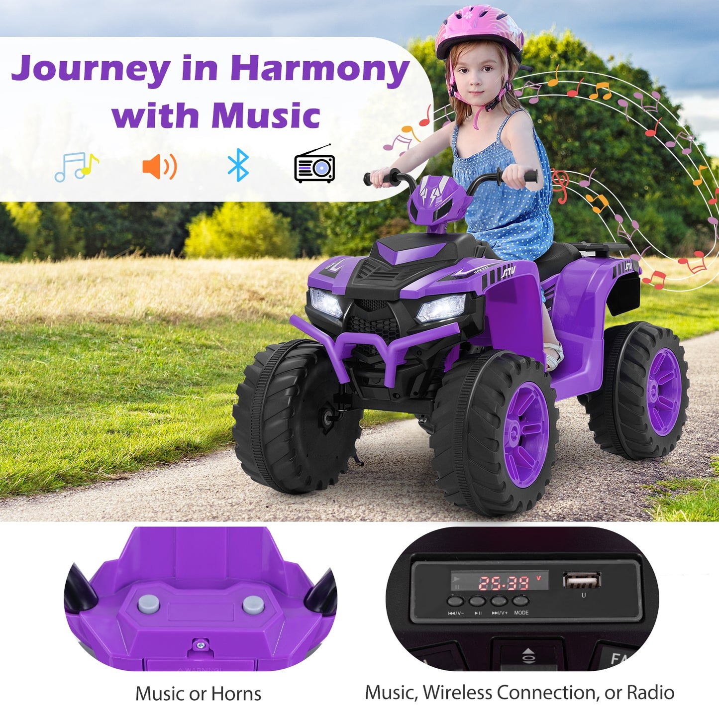 24V Kids Electric ATV, Wireless, For Toddlers 3-8 Years, Purple Powered Ride On Toys at Gallery Canada