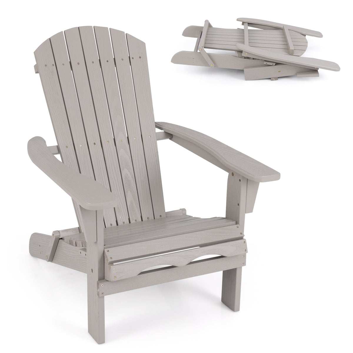 Folding Adirondack Chair, High Backrest, Wide Armrests, Gray Adirondack Chairs Gray at Gallery Canada