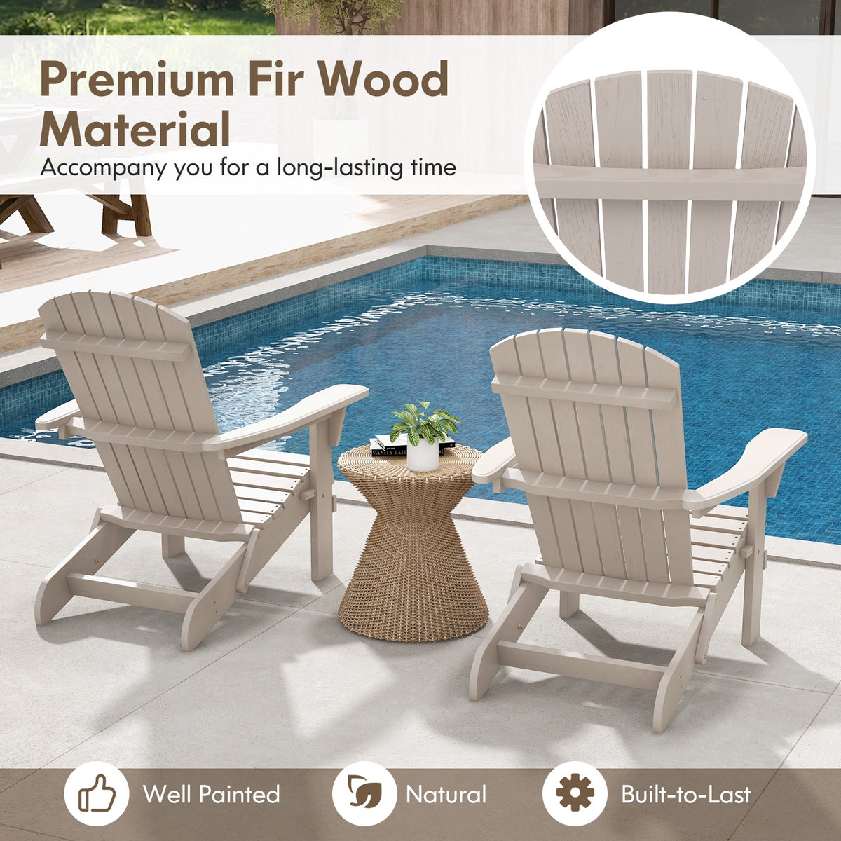 Folding Adirondack Chair, High Backrest, Wide Armrests, Gray Adirondack Chairs at Gallery Canada